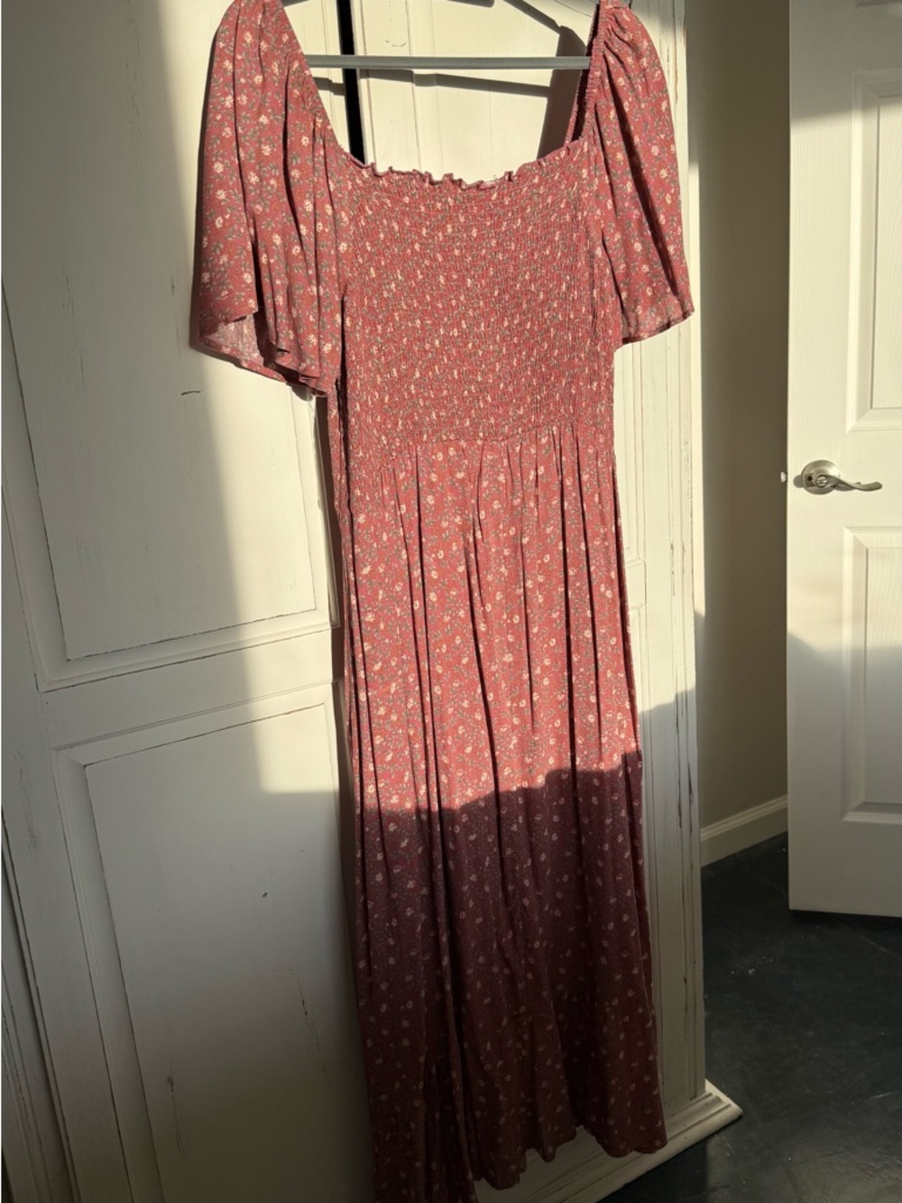 PinkBlush Smocked Maxi Dress in Dusty Rose Floral